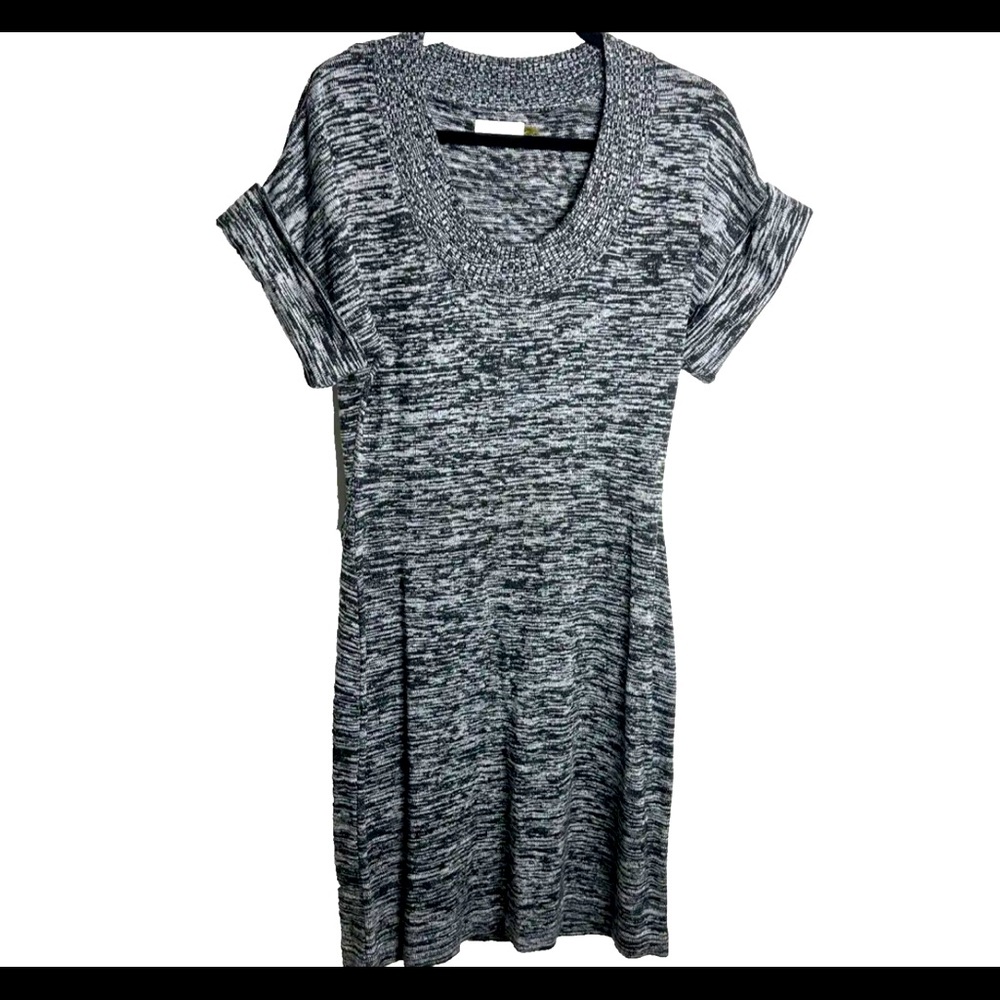 Calvin Klein Marled Knit Short Sleeve Midi Sweater Dress Small No Belt